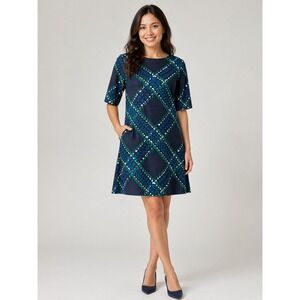 Jessica Howard Shift Dress Geometric Print Mod Chic Minimalist Quiet Luxury Sz12